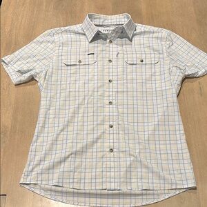 Poncho outdoors Blue and White Button Down Shirt with slim fit (M)